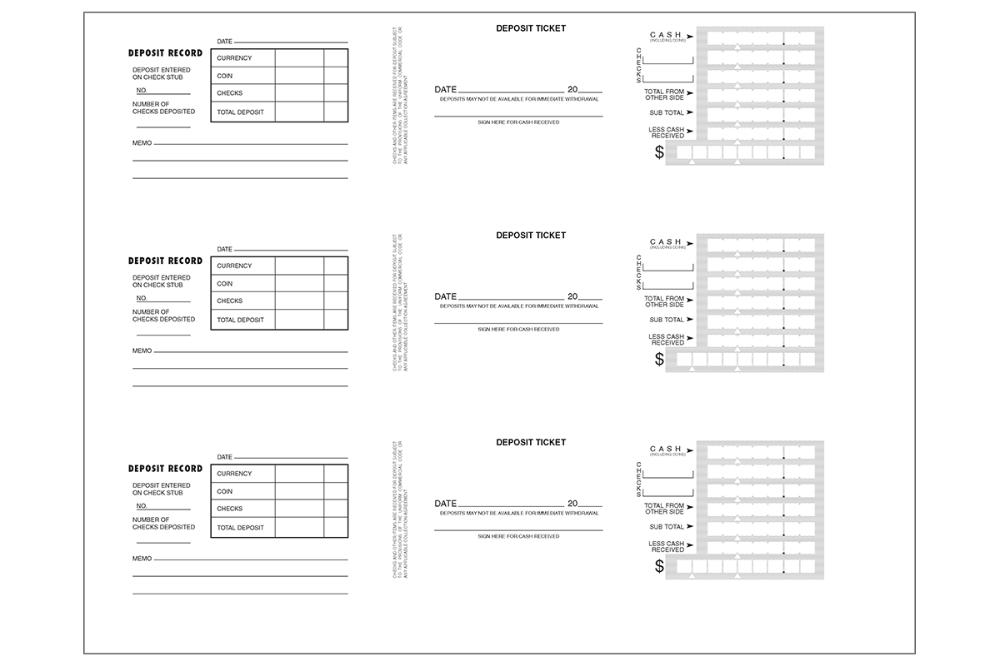 Deskset Single Deposit Slips - Personal Size 3-on-a-Page
