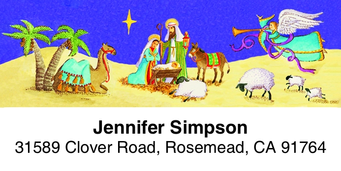 Christmas Nativity 2-Line Address Label