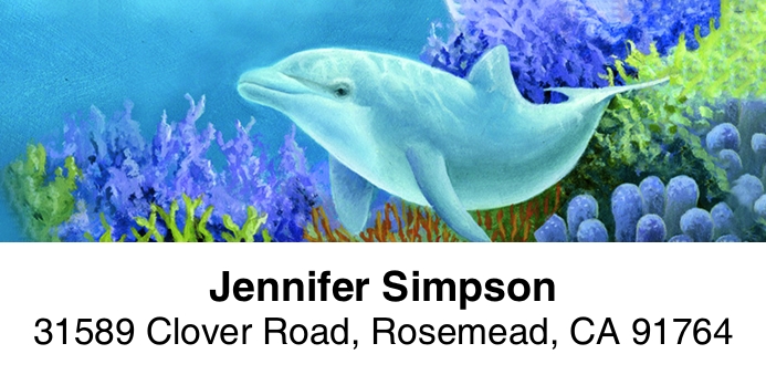 Dolphins 2-Line Address Label